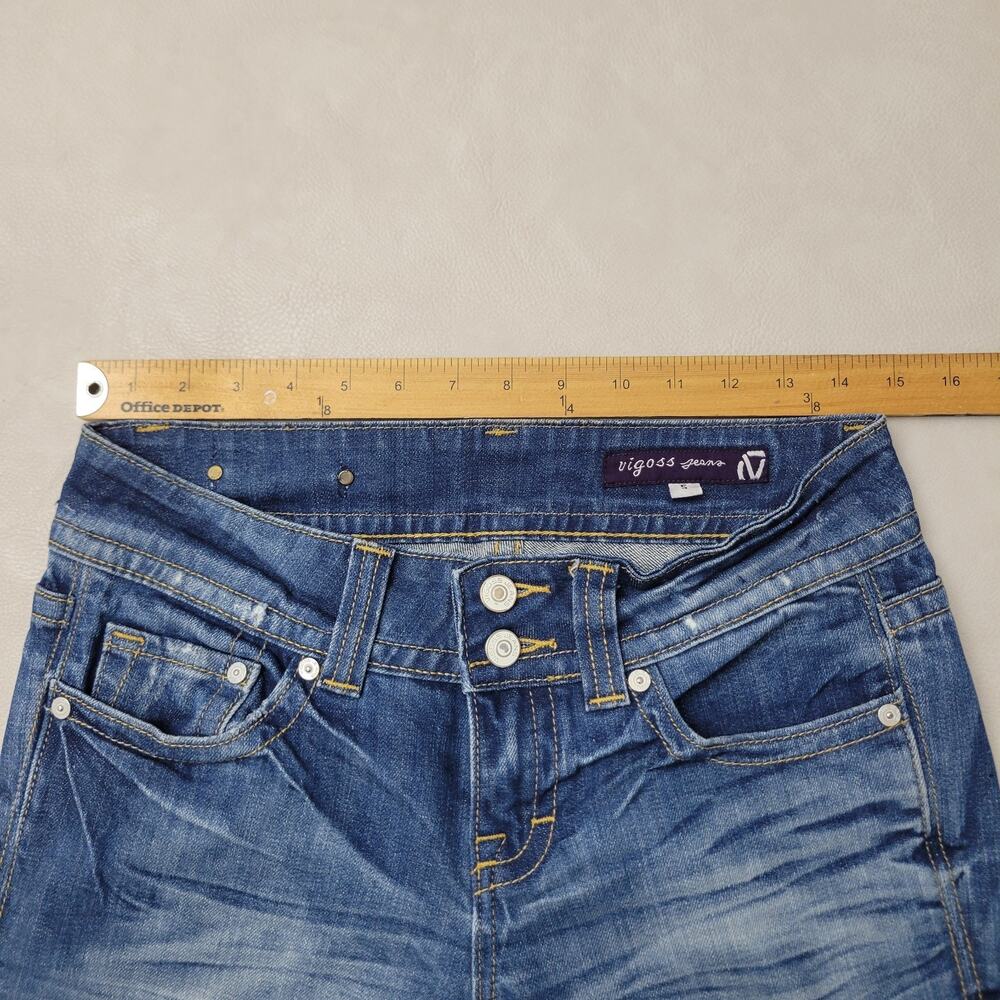 Vigoss Womens Jeans Straight Low Rise 29x31 Flap Pocket Distressed Stretch Sz5 - Picture 11 of 13